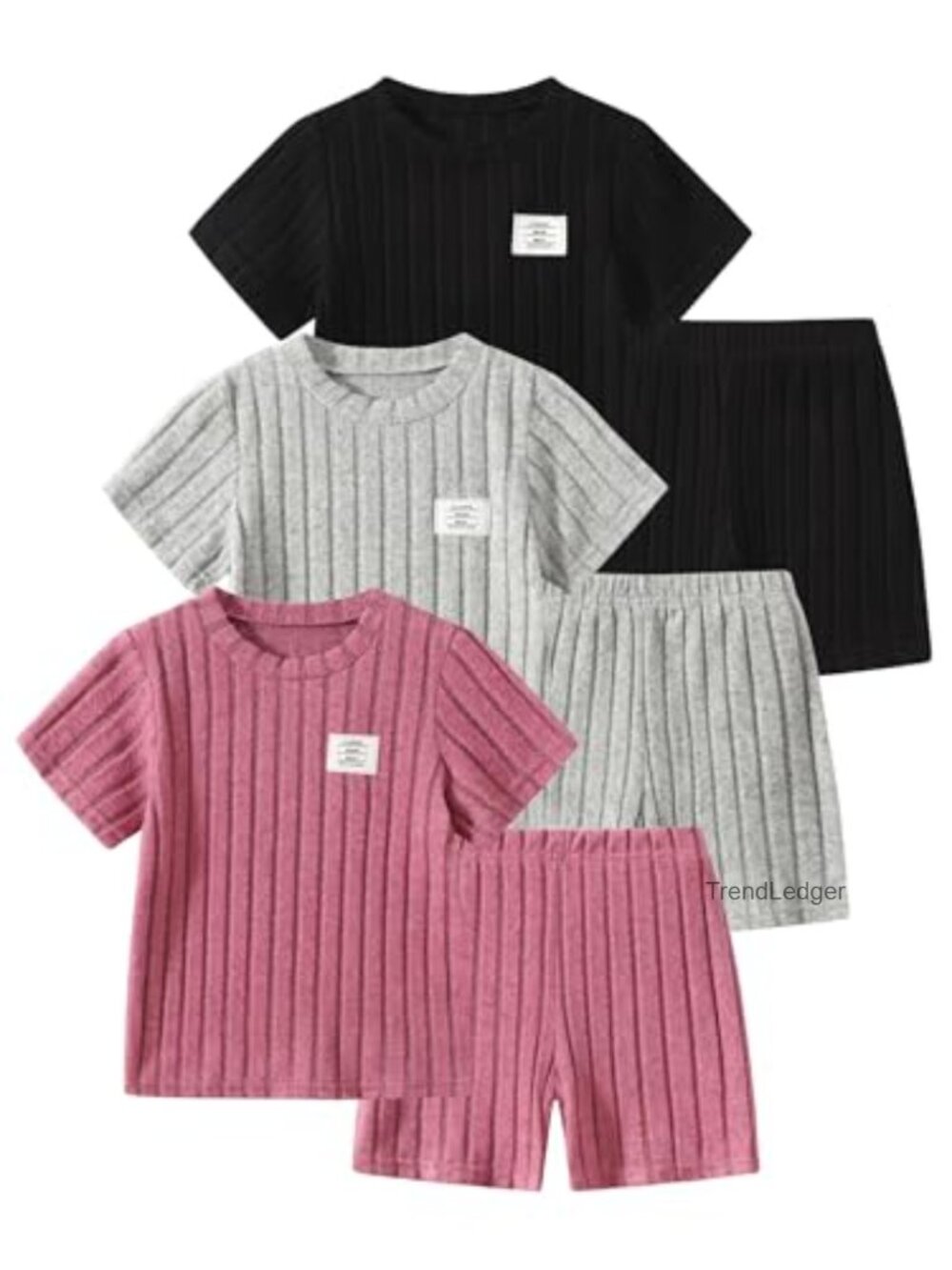 Girls 6-Piece Knit Tee & Shorts Set Summer Outfit